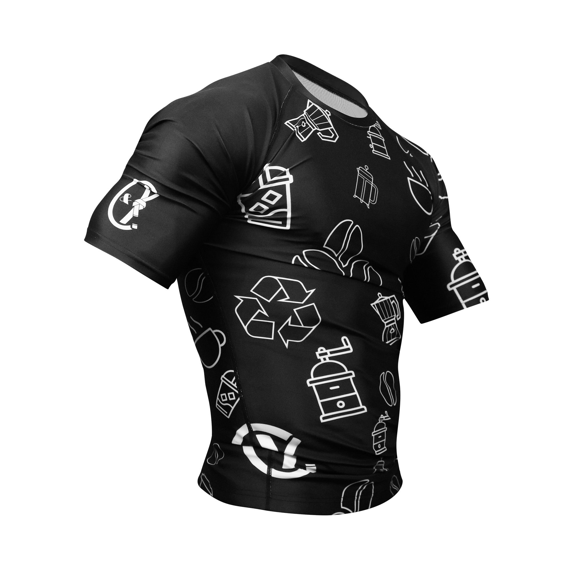 Inverted Doodle Short Sleeve Rashguard - Coffee&Kimuras